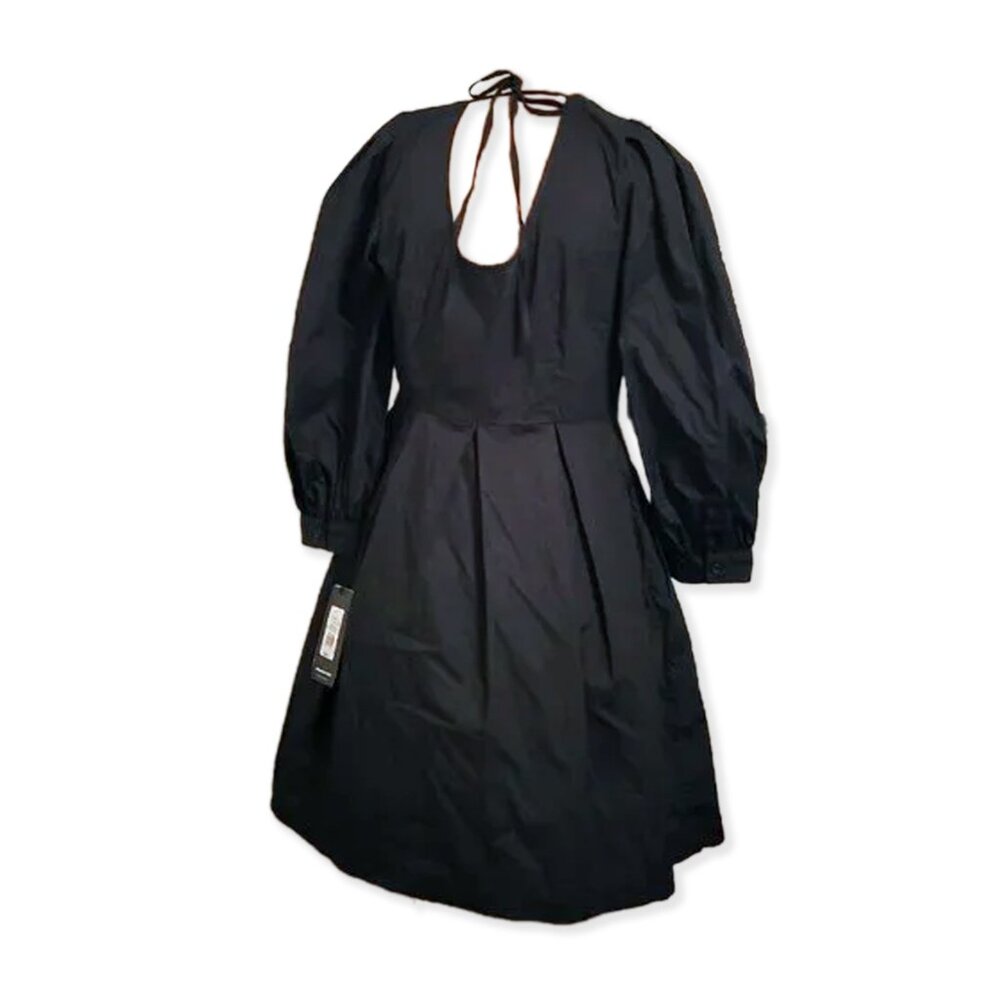 NWT Puff-Sleeve Babydoll Scoop-Back Black Mini Dress - Women's Size Small Dress - Picture 4 of 4
